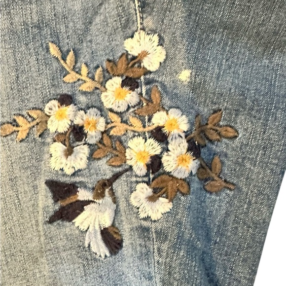 Torrid Blue Straight Leg Jeans with Floral Accents - Picture 2 of 7